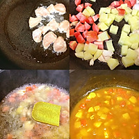 萌化了～泡汤兔杂蔬鸡肉咖喱饭的做法图解3
