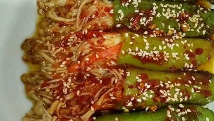 烧烤青椒金针菇