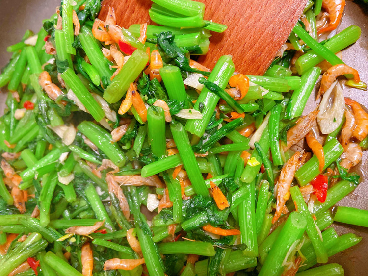 虾米茼蒿的做法