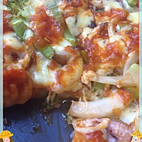海鲜时蔬披萨（加料、自制酱汁）的做法图解6