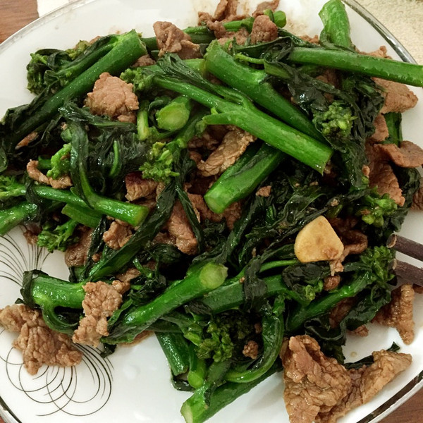 鲍汁牛肉炒芥兰