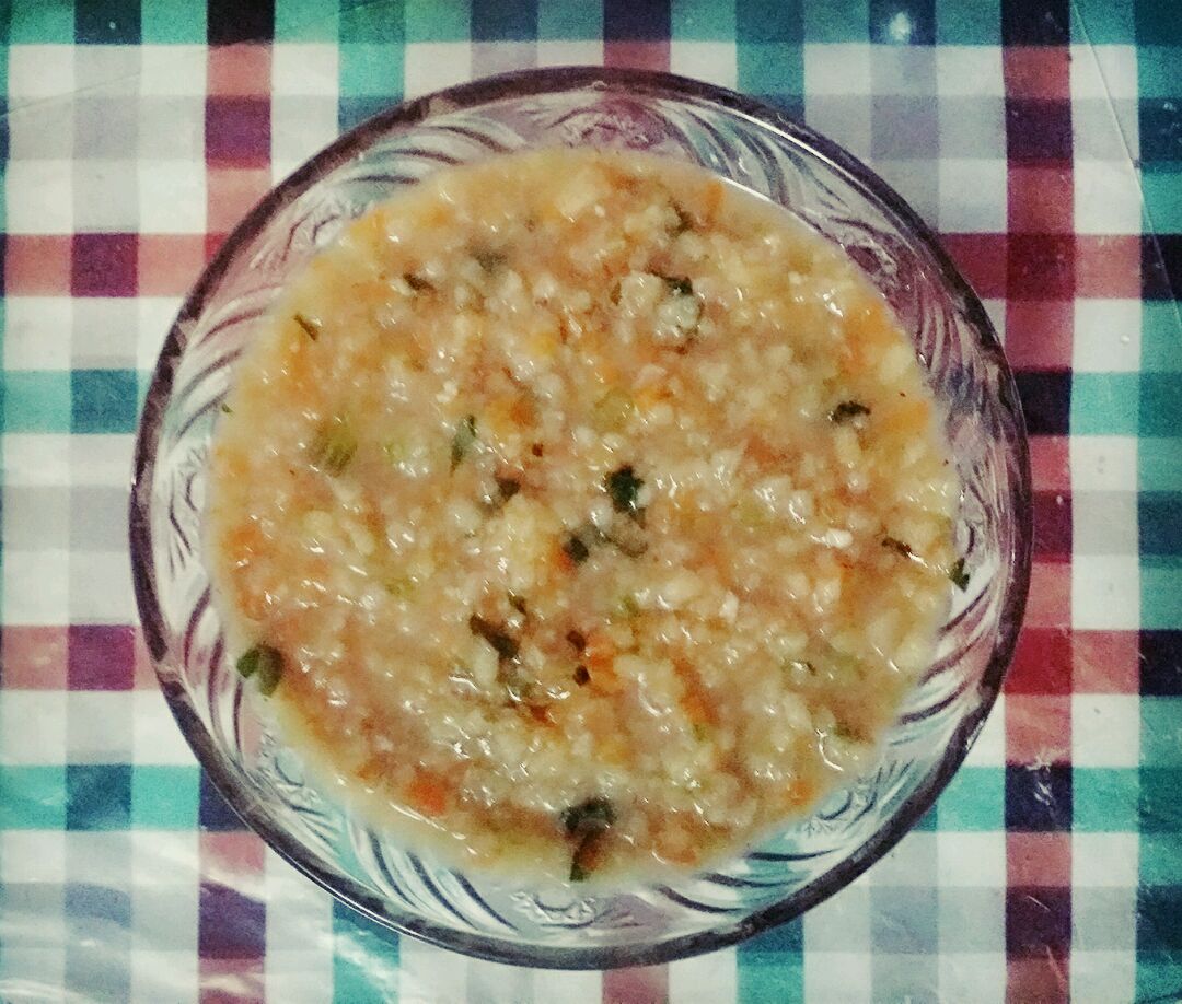 胡萝卜芹菜鲜肉粥(炒米)的做法图解3