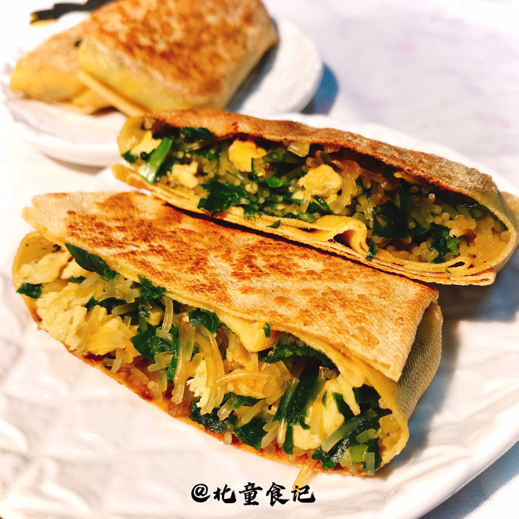 瘦身小吃:香煎豆皮韭菜鸡蛋馅饼的做法