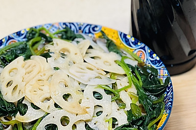 凉拌捞汁菠菜莲藕