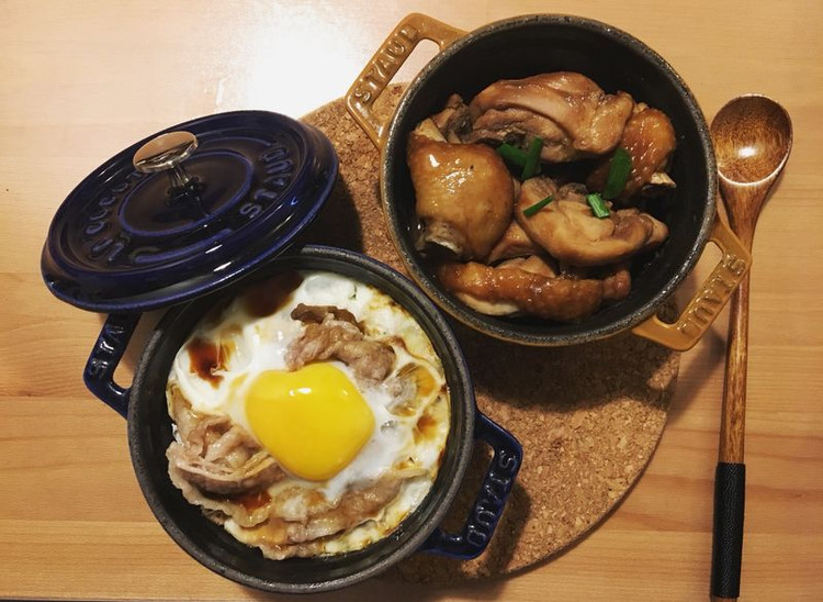 日式窝蛋肥牛饭（staub铸铁锅版）的做法
