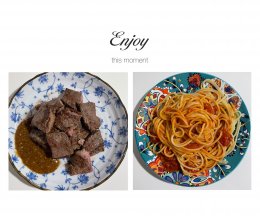 牛排&茄汁意面的做法