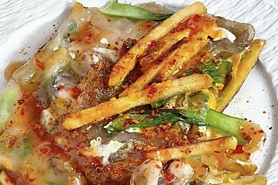 感谢潮汕网友教的薯条海蛎煎饼，酥脆鲜香，正宗好吃！