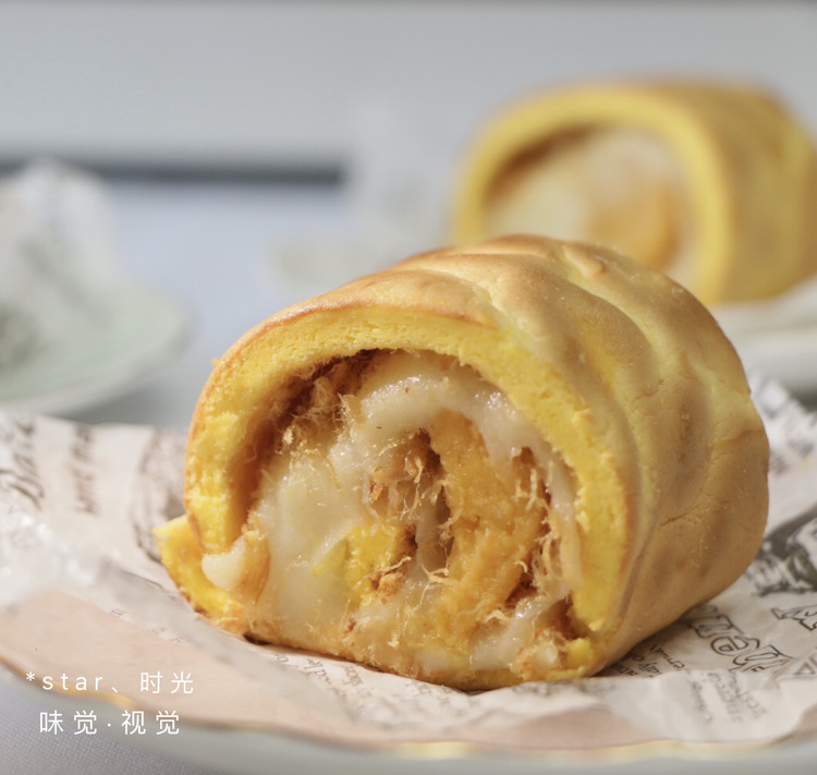 简单食材造就无敌美味的虎皮双薯肉松蛋糕卷的做法