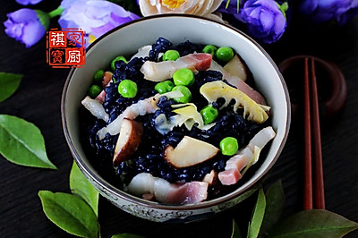 立夏饭，春笋咸肉豌豆乌米饭【祺宝家厨】