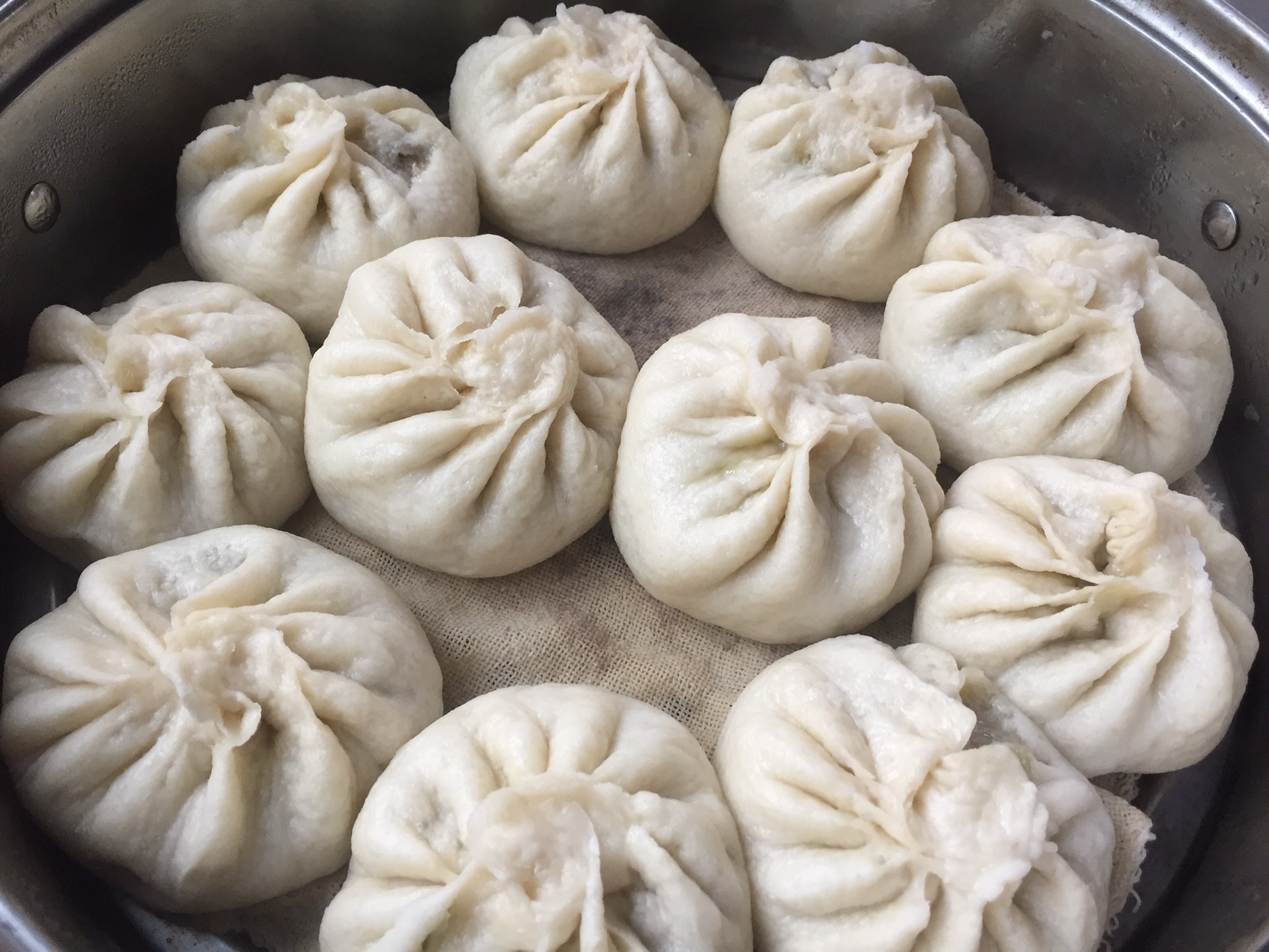Steamed bun with bamboo shoots and melon