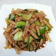 土豆条炒油菜