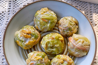 免揉面低脂低卡包菜鸡蛋素蒸包