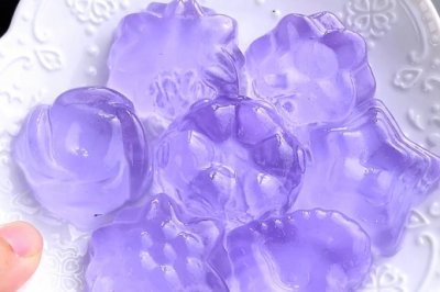 紫色水晶果冻 ，晶莹Q弹，简单易做，好看好吃