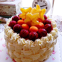 6寸水果奶油花篮裱花蛋糕（附戚风蛋糕制作）的做法图解26