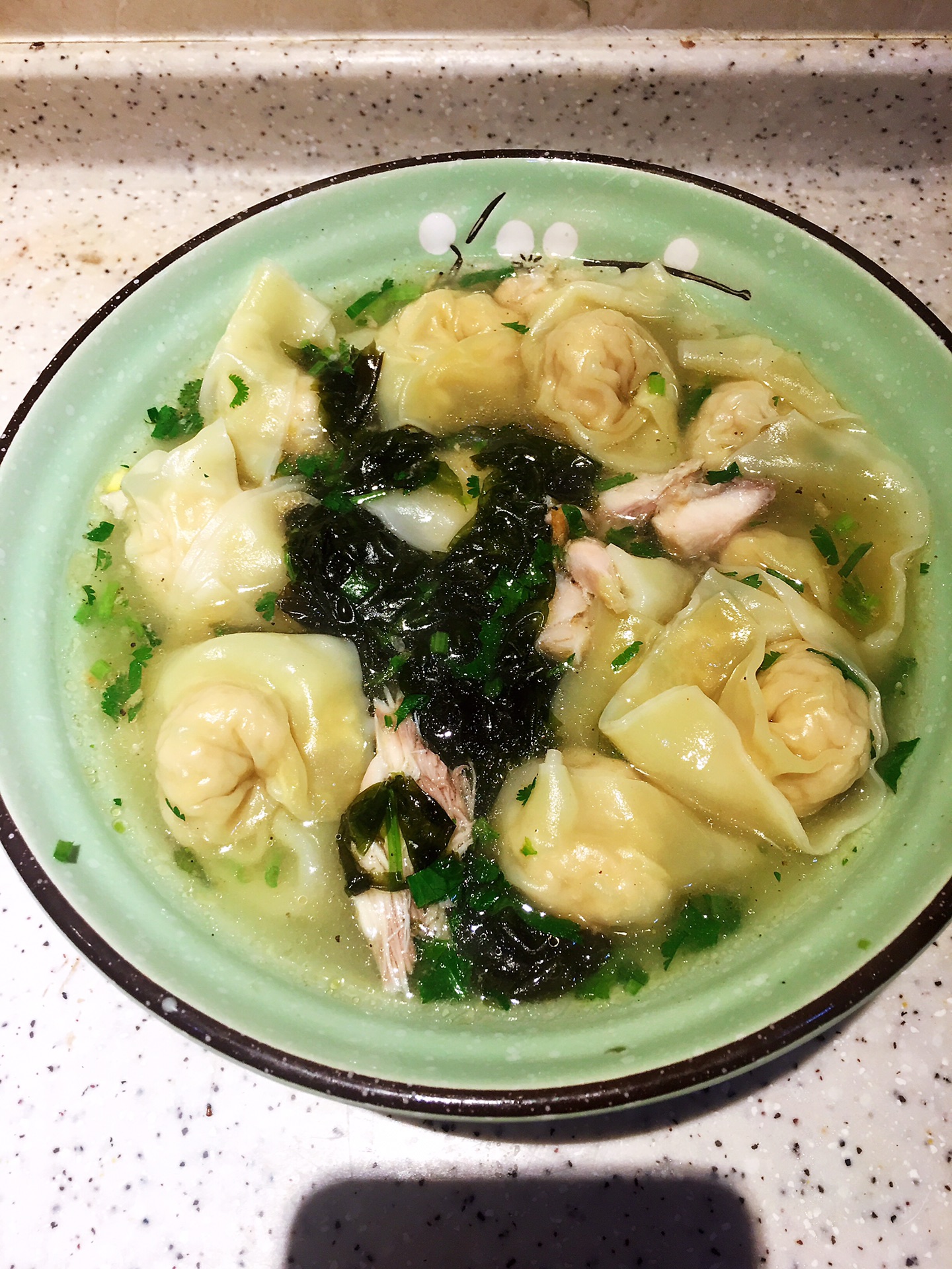 Giant wonton with bamboo shoots and shrimp