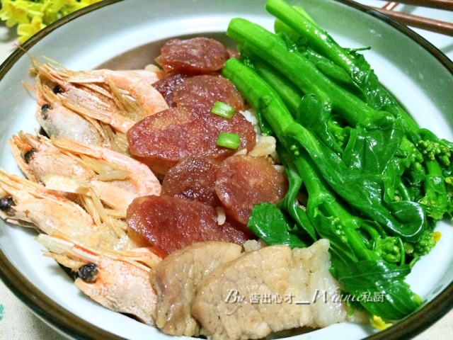 北极甜虾腊肠焗饭#松下饭煲年味#的做法图解6