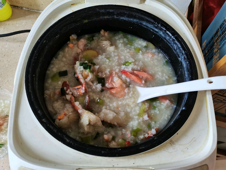 花蟹鲜虾粥的做法