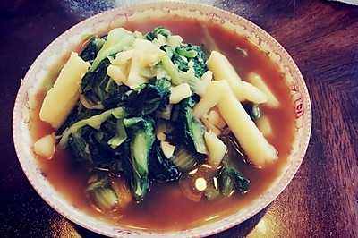 土豆条炖小白菜