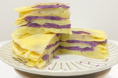 紫薯千层蛋糕（免烤箱都能做）