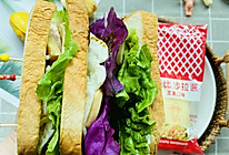 #丘比三明治#黑椒酱鸡肉饼蛋白蔬菜水果超能量三明治的做法