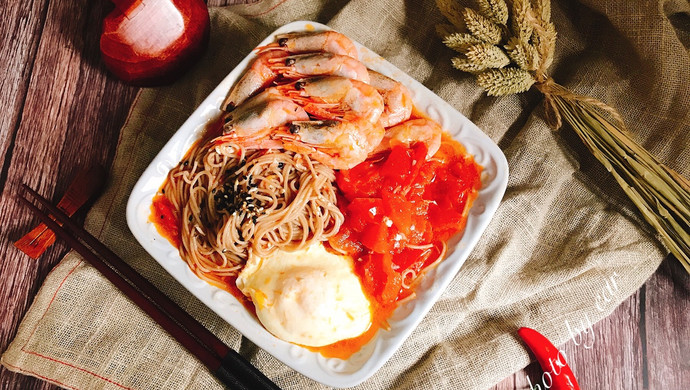 北极虾番茄荞麦面汤 快手营养早餐