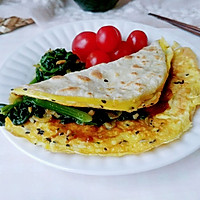 红柿绿菜粘蛋饼的做法图解14