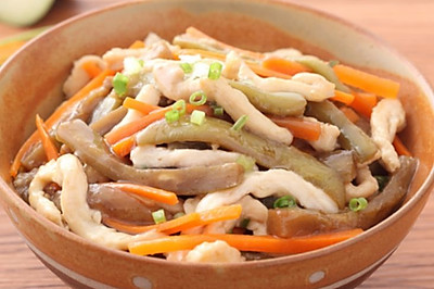 茄子炒鸡丝
