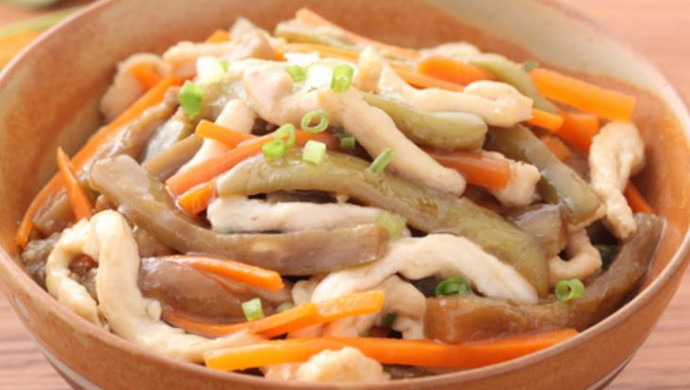 茄子炒鸡丝