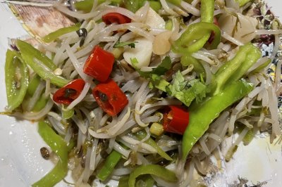 酸辣豆芽炒青椒