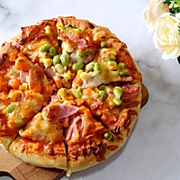 #安佳马苏里拉芝士挑战赛#好吃的火腿毛豆披萨的做法图解14