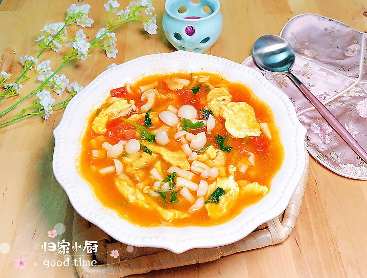 十分钟开胃美食-番茄白玉菇鸡蛋汤的做法