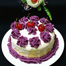 紫薯裱花酸奶蛋糕#豆果5周年#