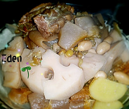 腊肉(皮)莲藕汤的做法