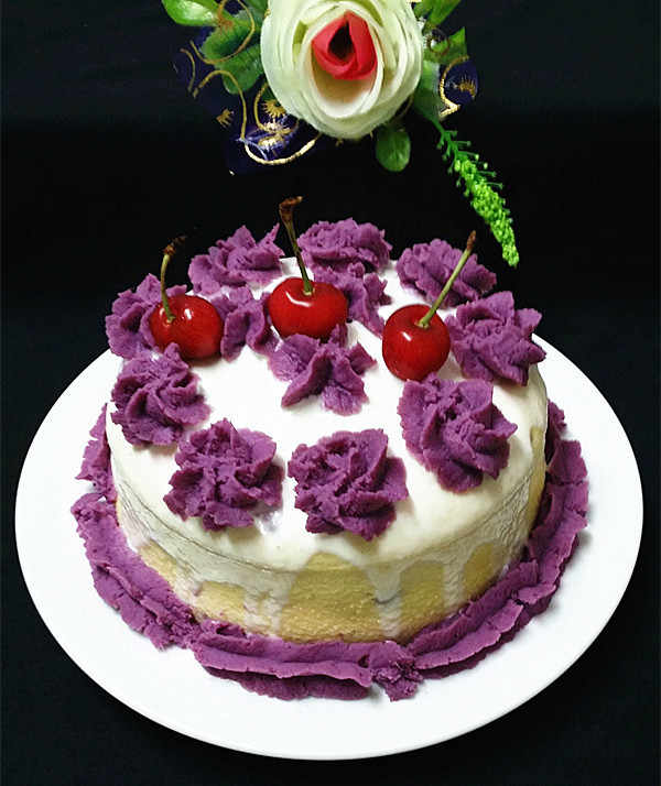 紫薯裱花酸奶蛋糕的做法