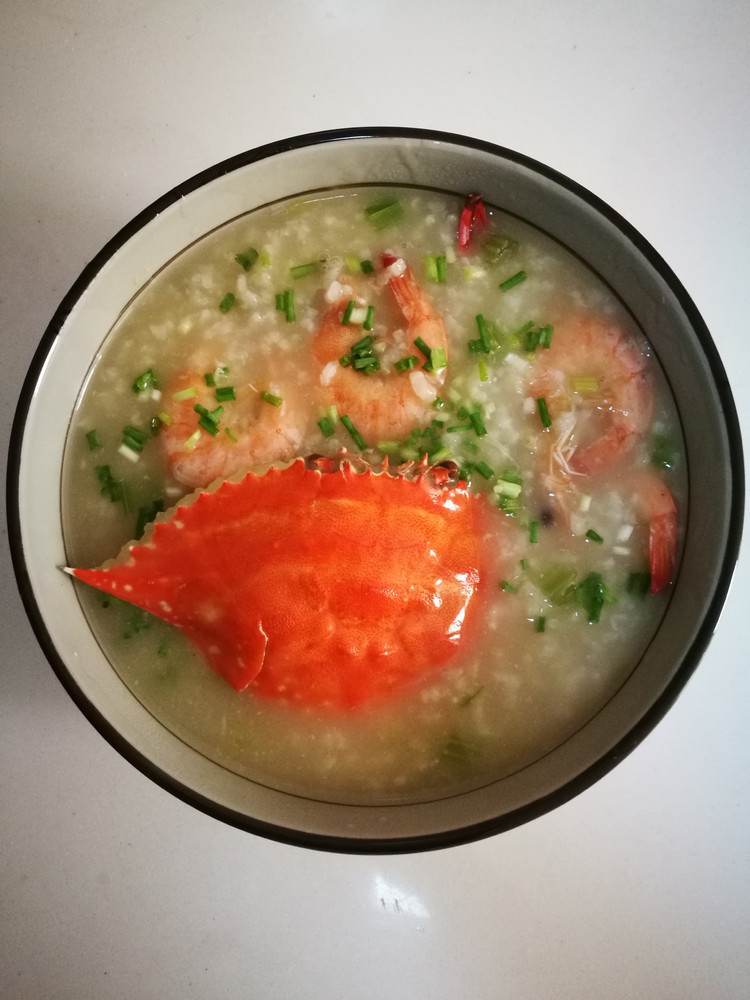 鲜虾干贝海鲜粥的做法