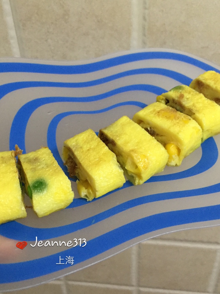 【宝宝辅食】肉松五彩蛋卷的做法图解6