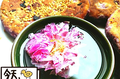 洛施玫瑰+紫薯饼