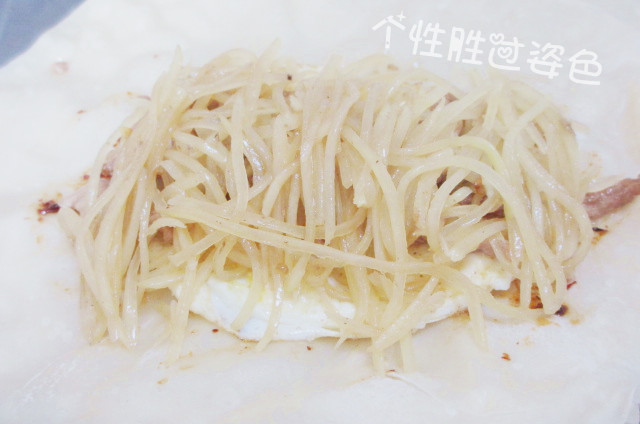 水烙馍卷土豆丝#平衡美食大作战#的做法图解8