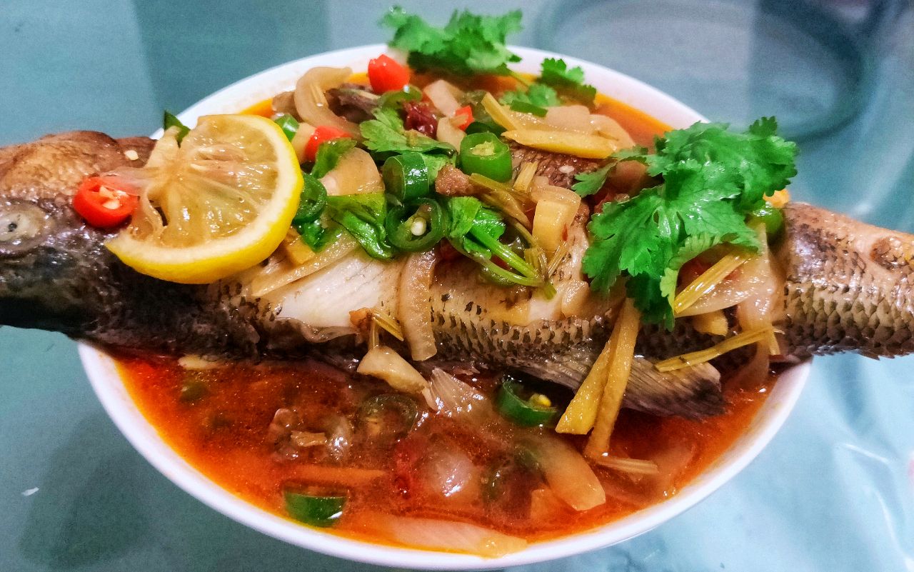 Braised sea bass