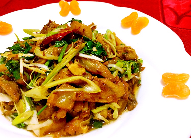 葱爆孜然羊脸肉的做法图解10