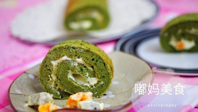 绿茶水果蛋糕卷
