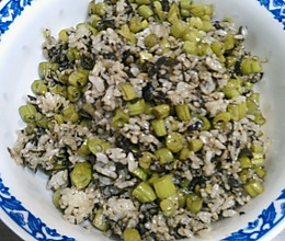 榄菜四季豆炒饭的做法