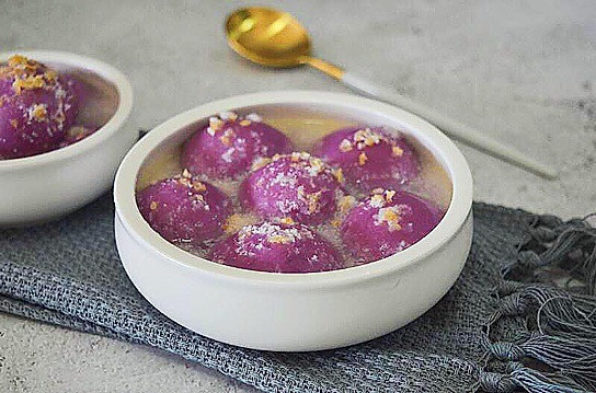 椰蓉燕麦馅紫薯汤圆的做法