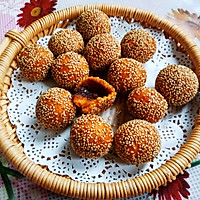 #人人能开小吃店#南瓜豆沙馅空心麻团的做法图解27