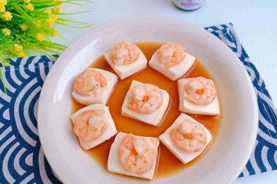 嫩豆腐蒸虾仁