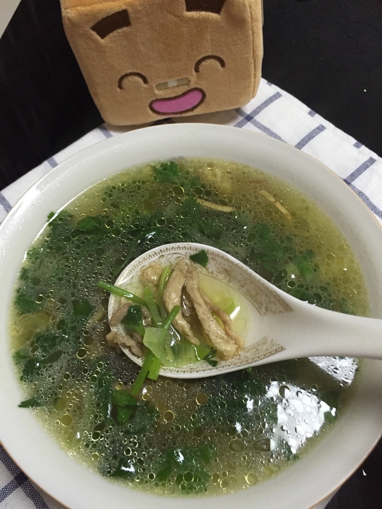 香菜肉丝汤的做法图解3