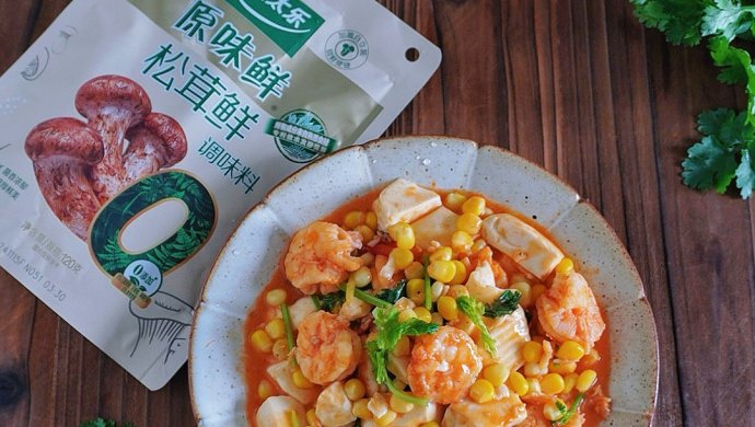 香浓鲜美，低脂营养的虾仁玉米豆腐羹
