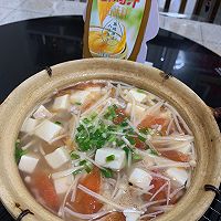 #太太乐鲜鸡汁玩转健康快手菜#低脂金针菇豆腐鲜汤的做法图解9