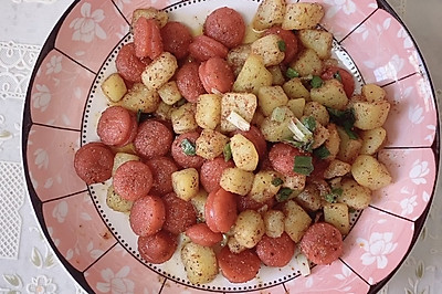 孜然土豆火腿，三原色搭配，颜值又开胃