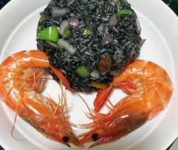 黑暗料理—大虾墨鱼汁炒饭的做法